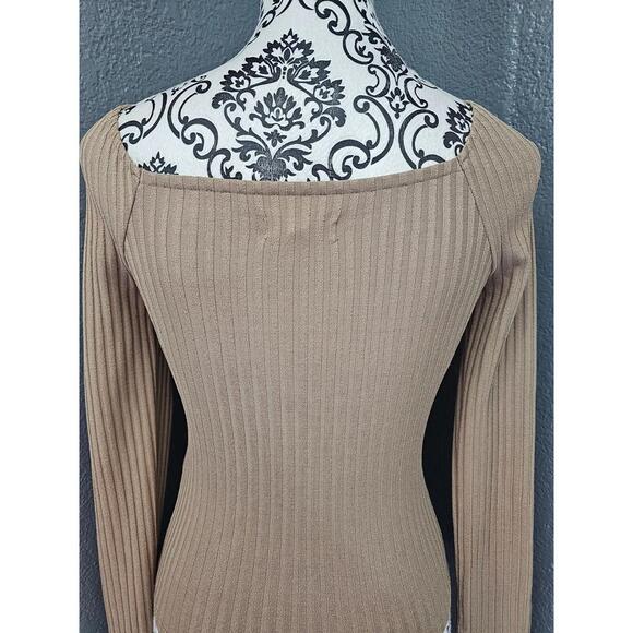 Women's Madewell Long Sleeve Blouse Stripes Size Small Brown Form Fitting - Picture 10 of 12